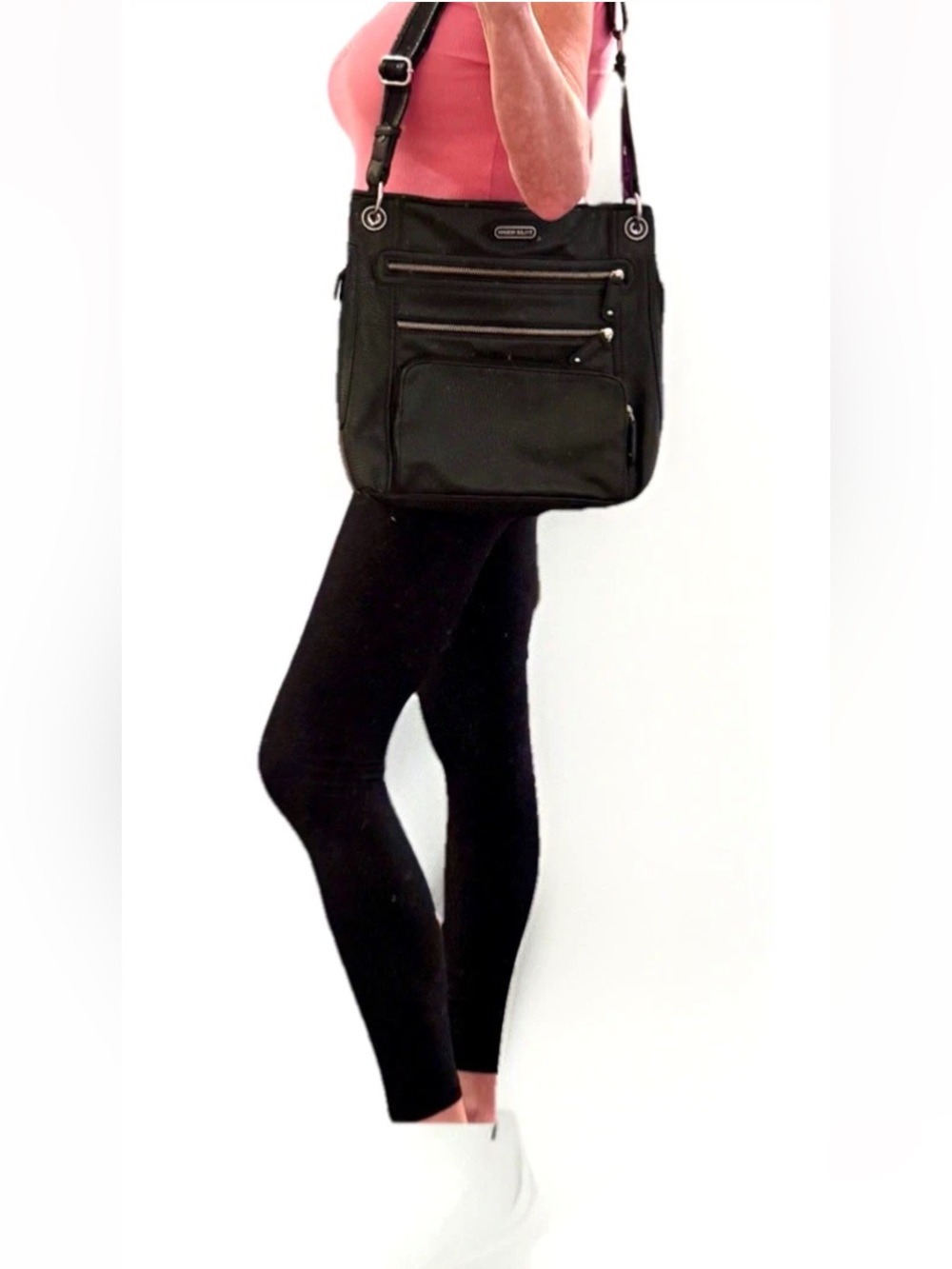 🖤TYLER RODAN🖤 VEGAN PEBBLED LEATHER 9 POCKET ZIP SHOULDER CROSSBODY BAG PURSE